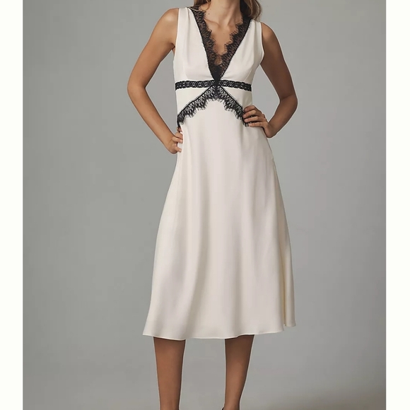 Anthroplogie lace trim v neck slip dress - Picture 5 of 9